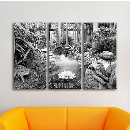 East Urban Home 3-tlg. Leinwandbilder-Set „Zen Garten Japan“, Fotodruck